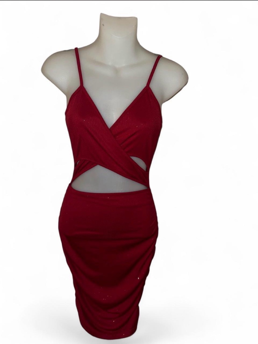 SHEIN Red Twist Cutout Midi Dress